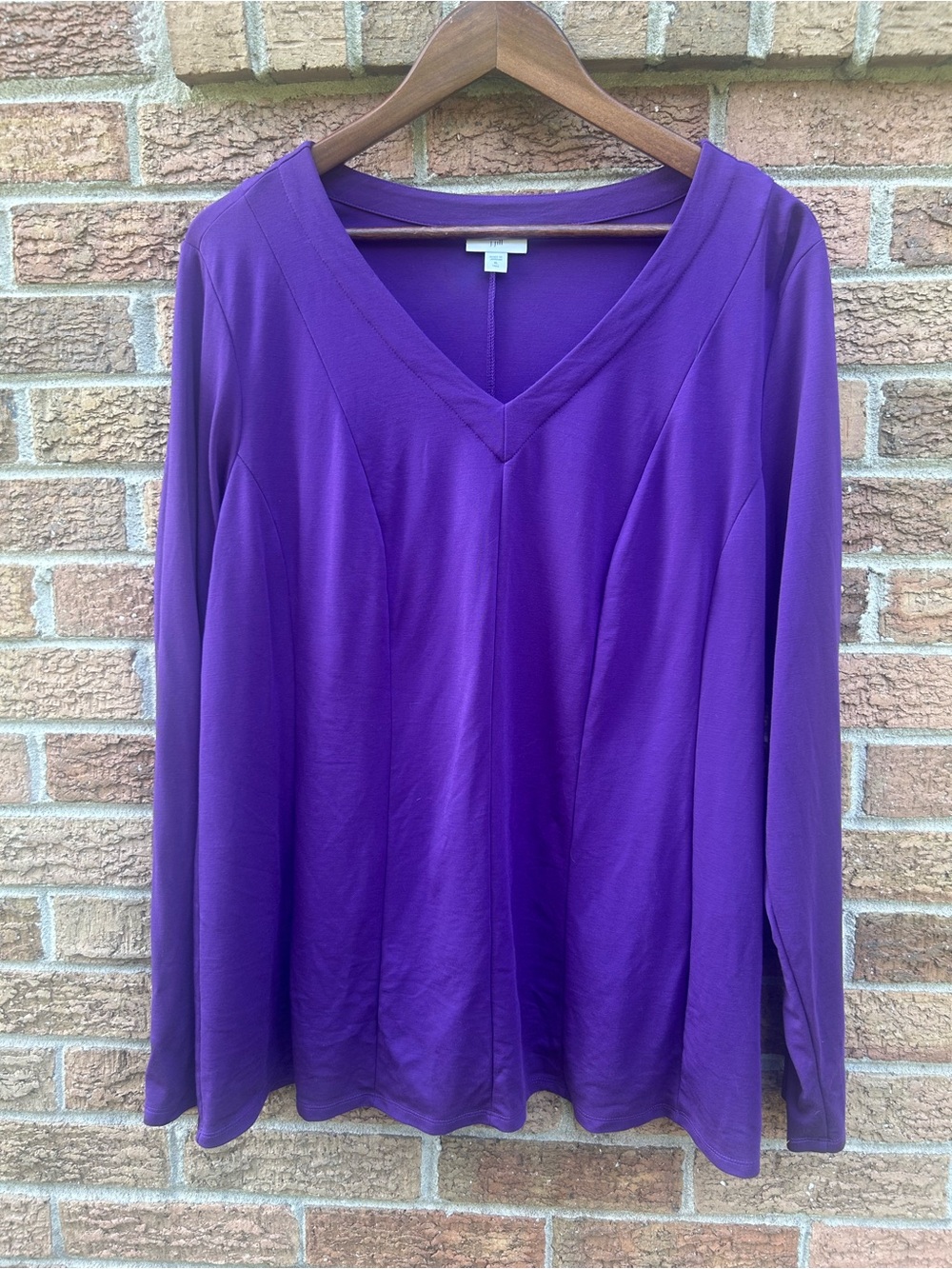 J. Jill Deep Purple V-Neck Long Sleeve Blouse